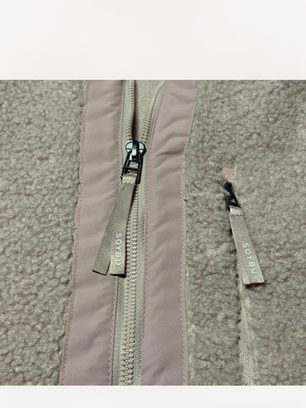 Soybu Sherpa Fleece Jacket XL Cozy Neutral Full Zip Athleisure - Picture 5 of 5